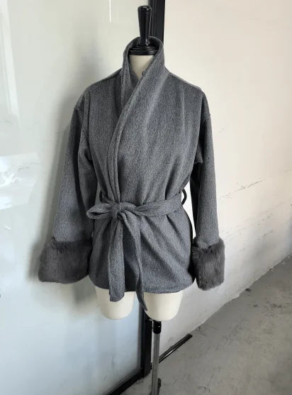 Elegant Lace-Up Wool Coat – 2025 Street Style