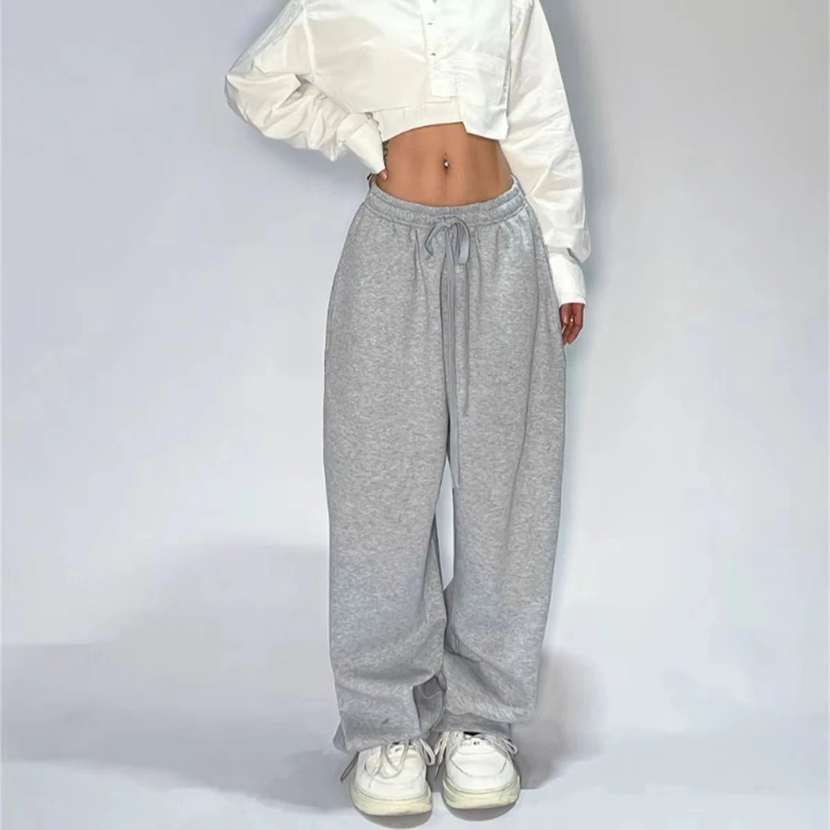 High-Waist Lace-Up Joggers – Y2K Street Style