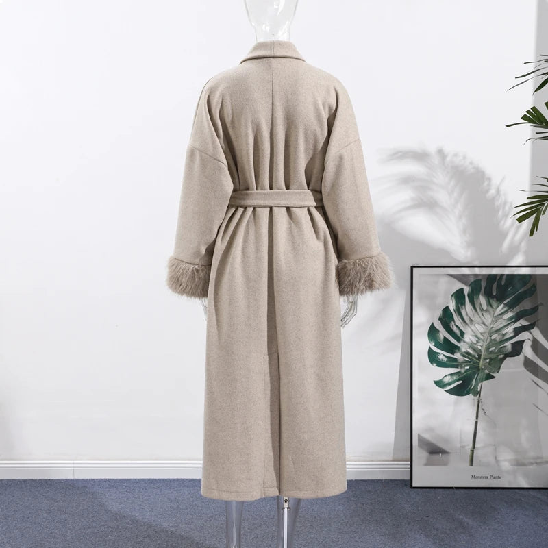 Elegant Lace-Up Wool Coat – 2025 Street Style