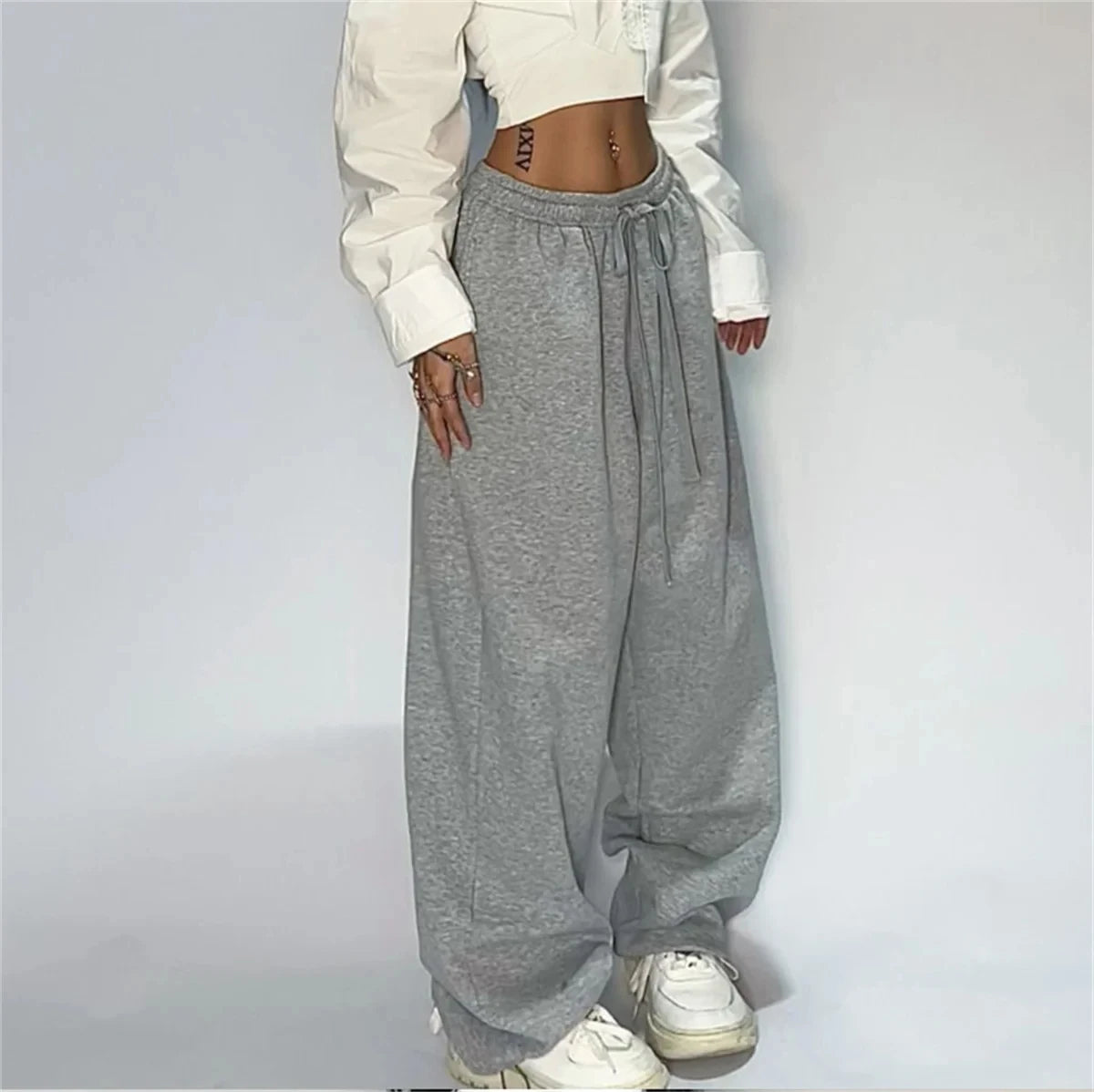 High-Waist Lace-Up Joggers – Y2K Street Style