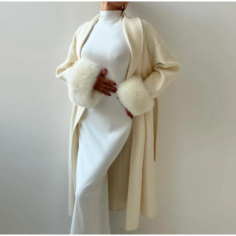 Elegant Lace-Up Wool Coat – 2025 Street Style