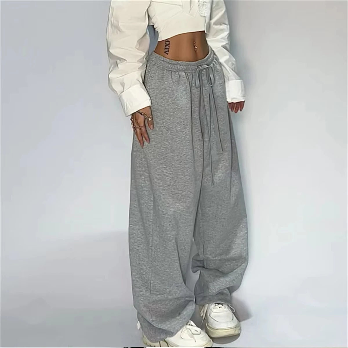 High-Waist Lace-Up Joggers – Y2K Street Style