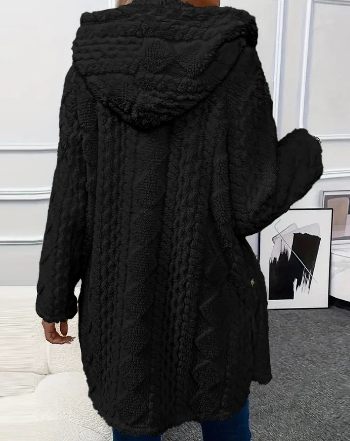 Argyle Fleece Hooded Coat – Casual Autumn Chic