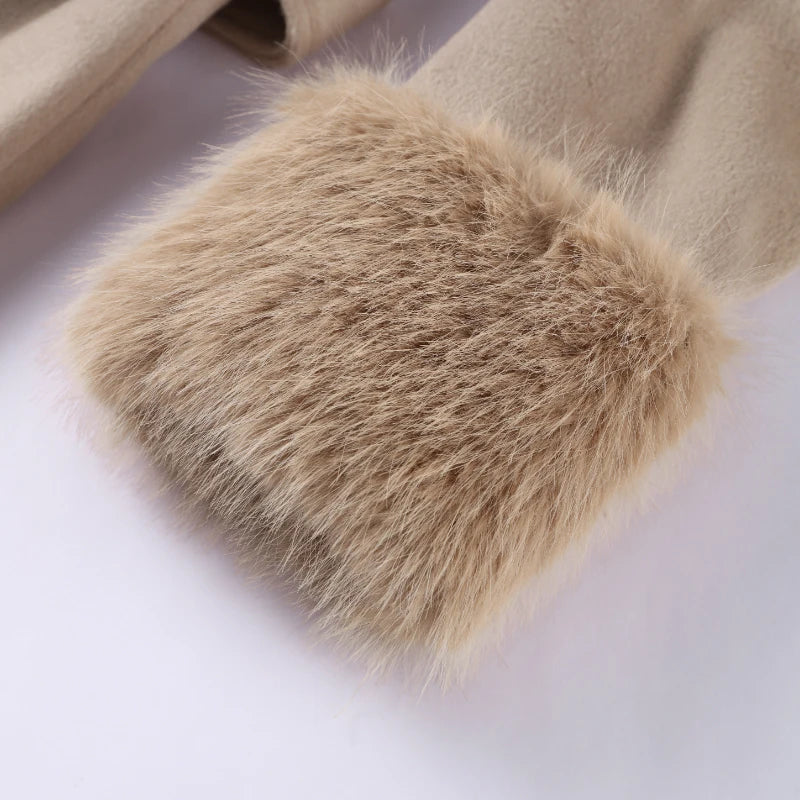 Belted Fuzzy Cuff Coat – 2025 Street Elegance