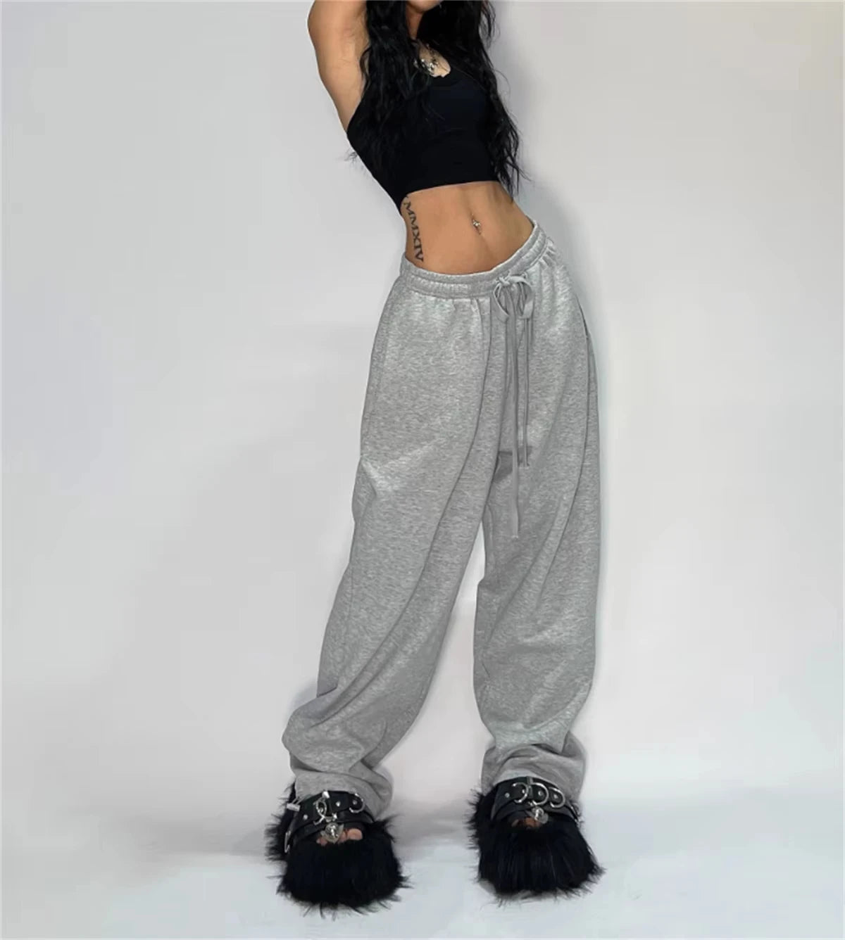 High-Waist Lace-Up Joggers – Y2K Street Style