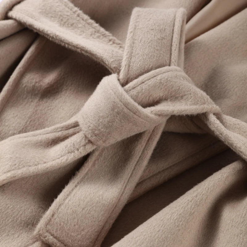 Belted Fuzzy Cuff Coat – 2025 Street Elegance