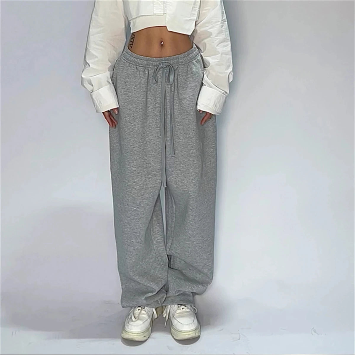 High-Waist Lace-Up Joggers – Y2K Street Style